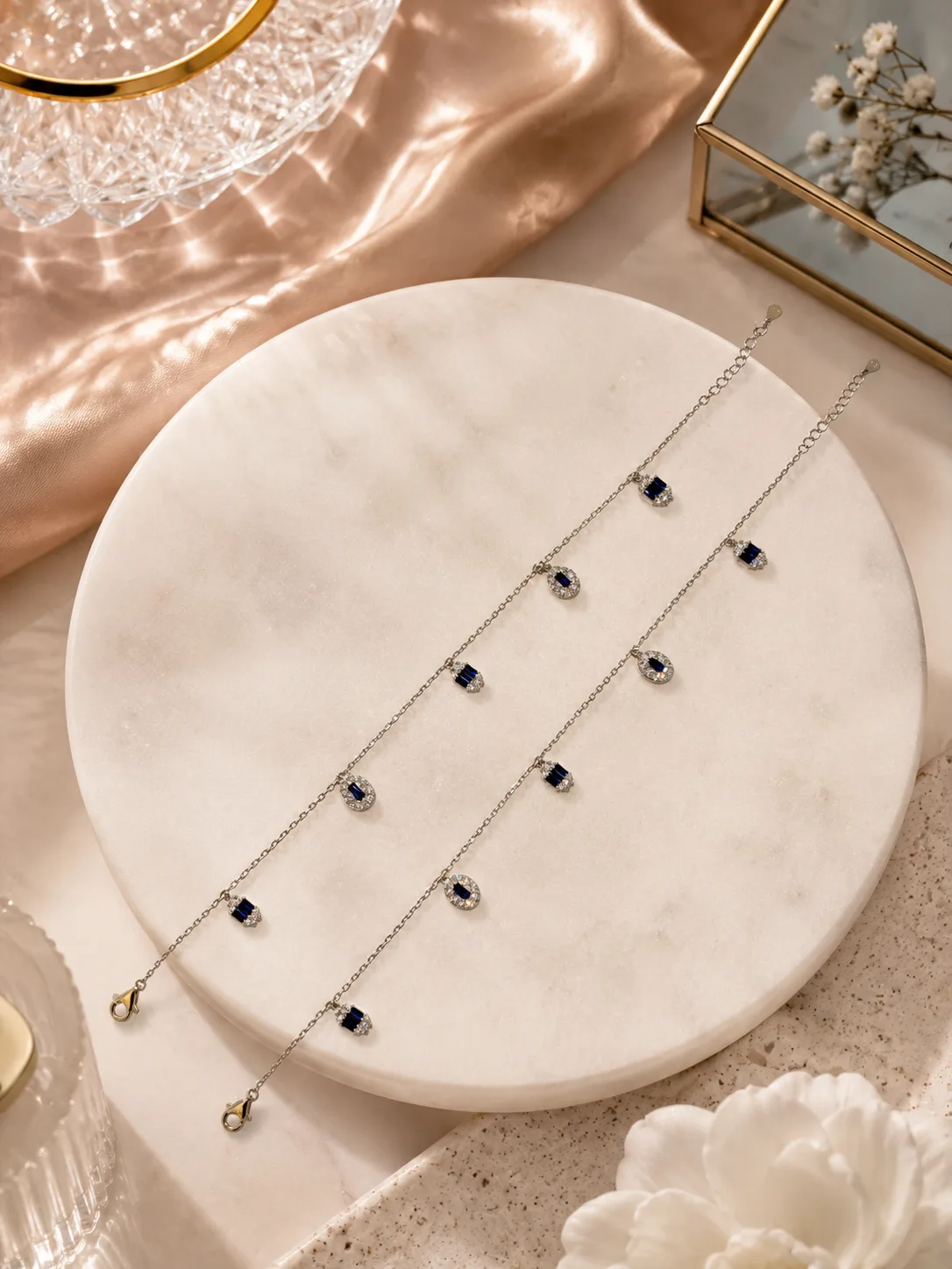 Sapphire Halo Anklet
