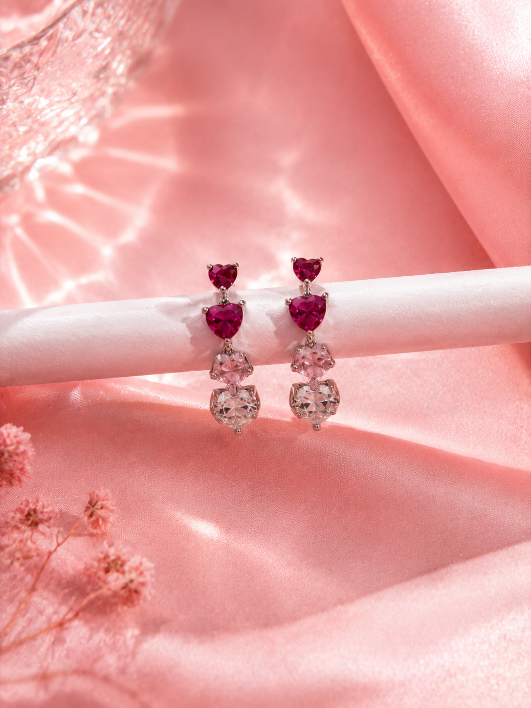 Ombre Heart Gradient Necklace & Earring Set