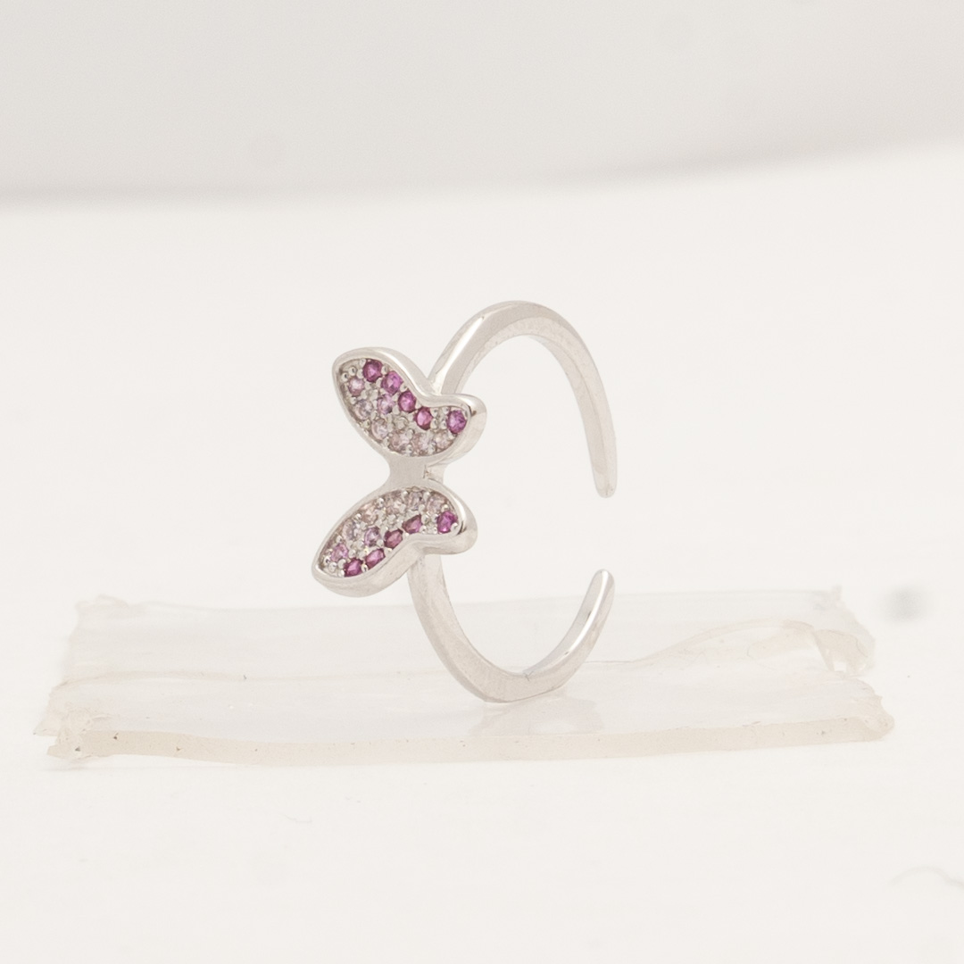 Papillon Pink & White Pavé Butterfly Toe Ring (Pair)