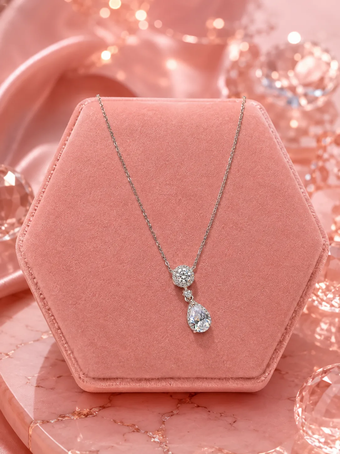 Elora Vintage Halo Teardrop Necklace & Earring Set