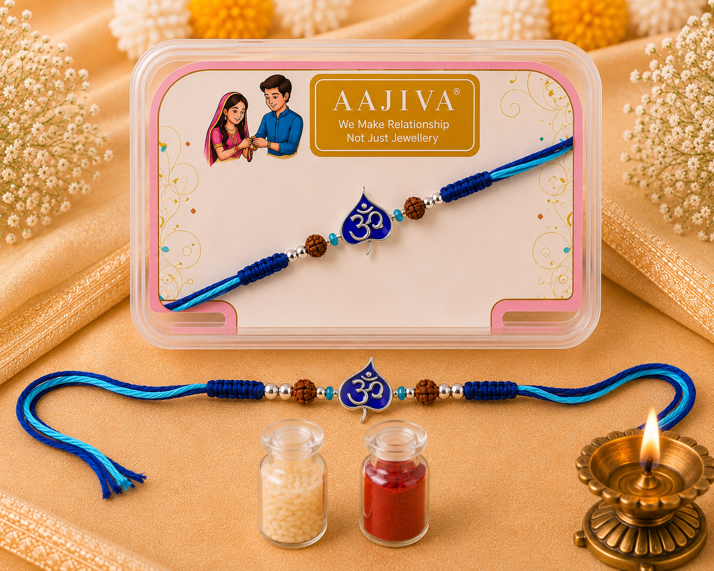 Harit Om — Leaf Charm Rakhi - Blue