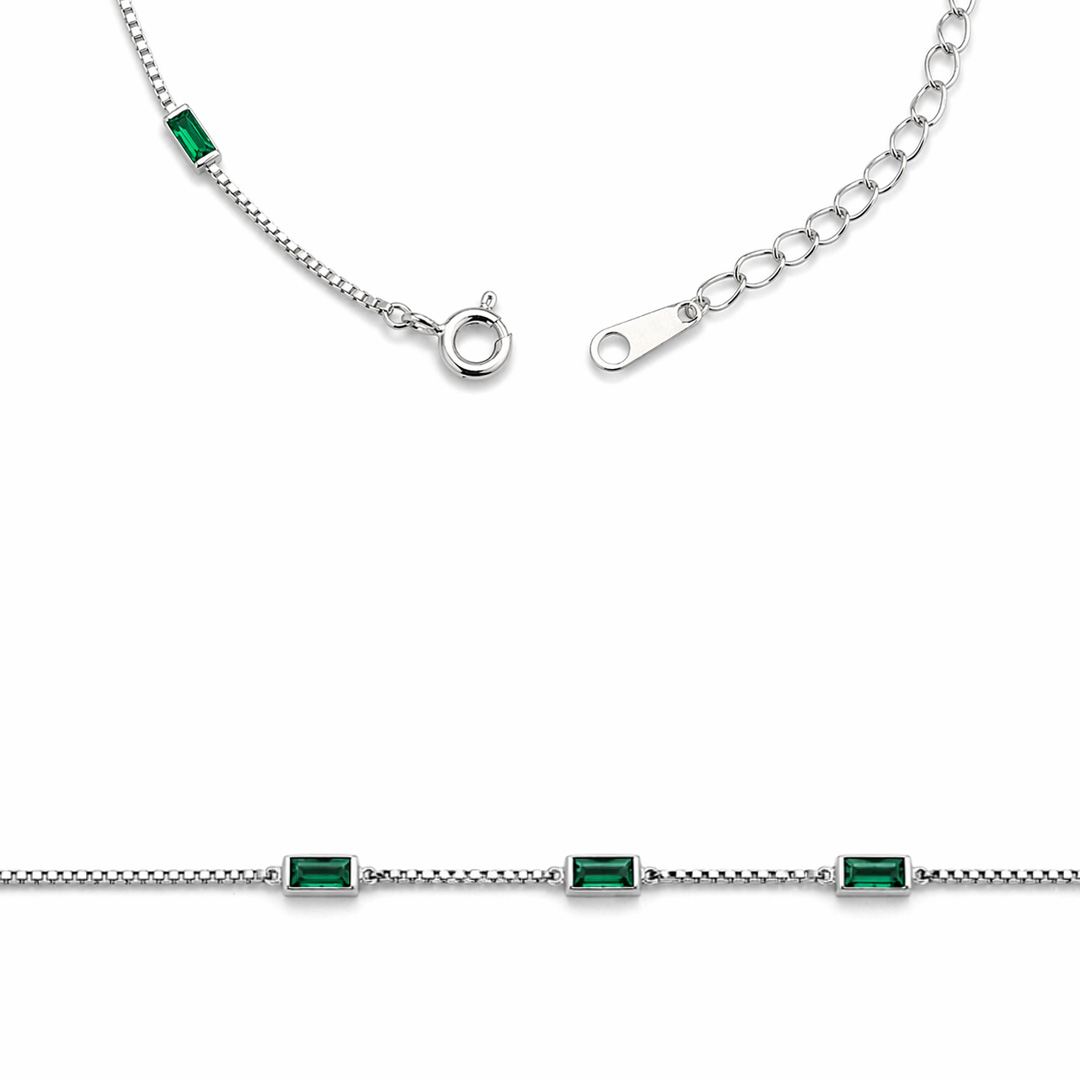 Verde Emerald Baguette Station Bracelet