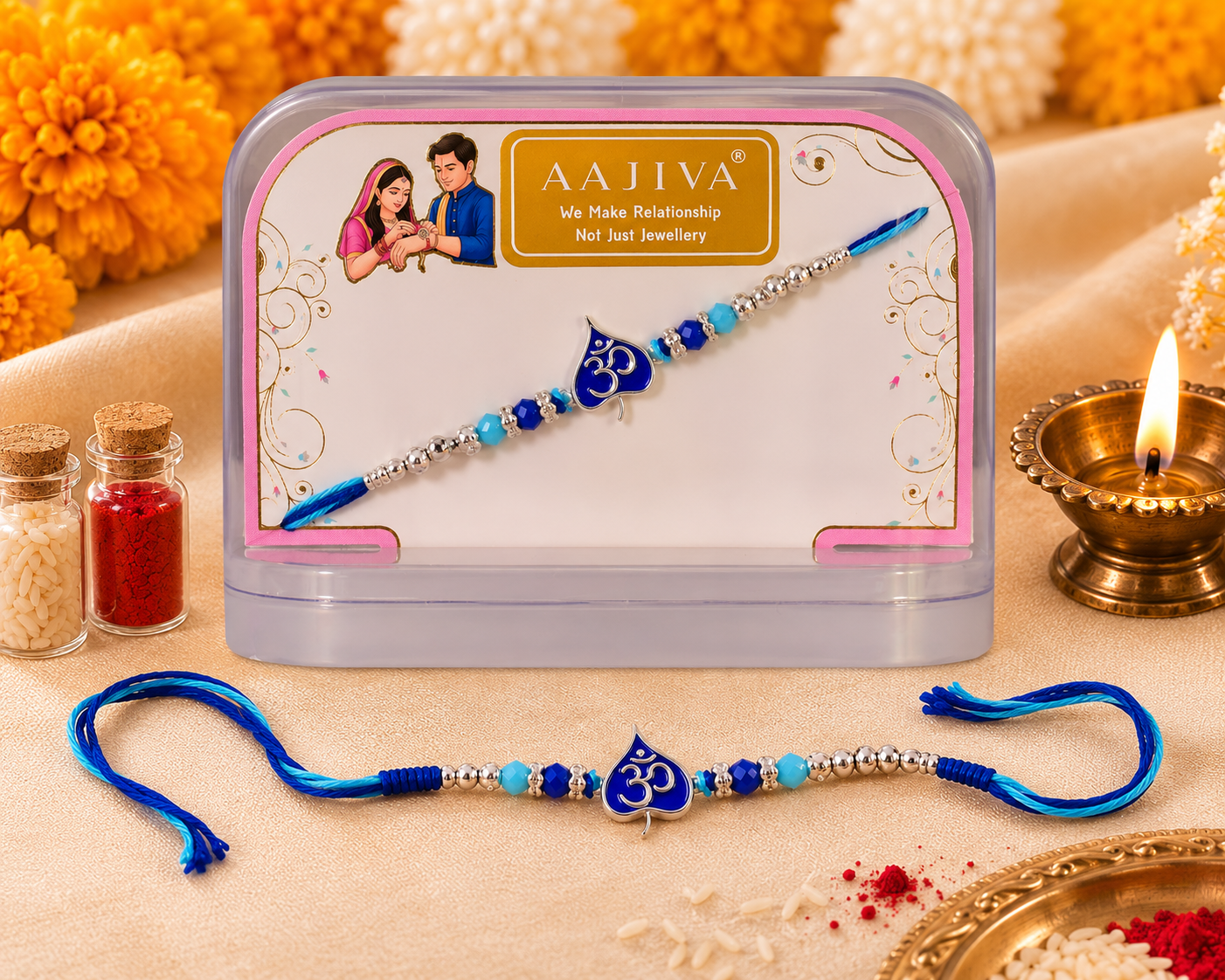 Harit Om — Leaf Charm Rakhi - Blue