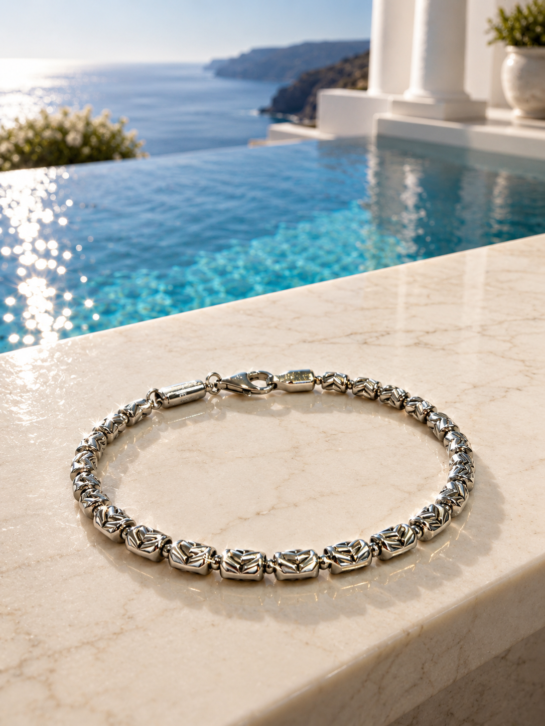 Carved Bead-Link Bracelet