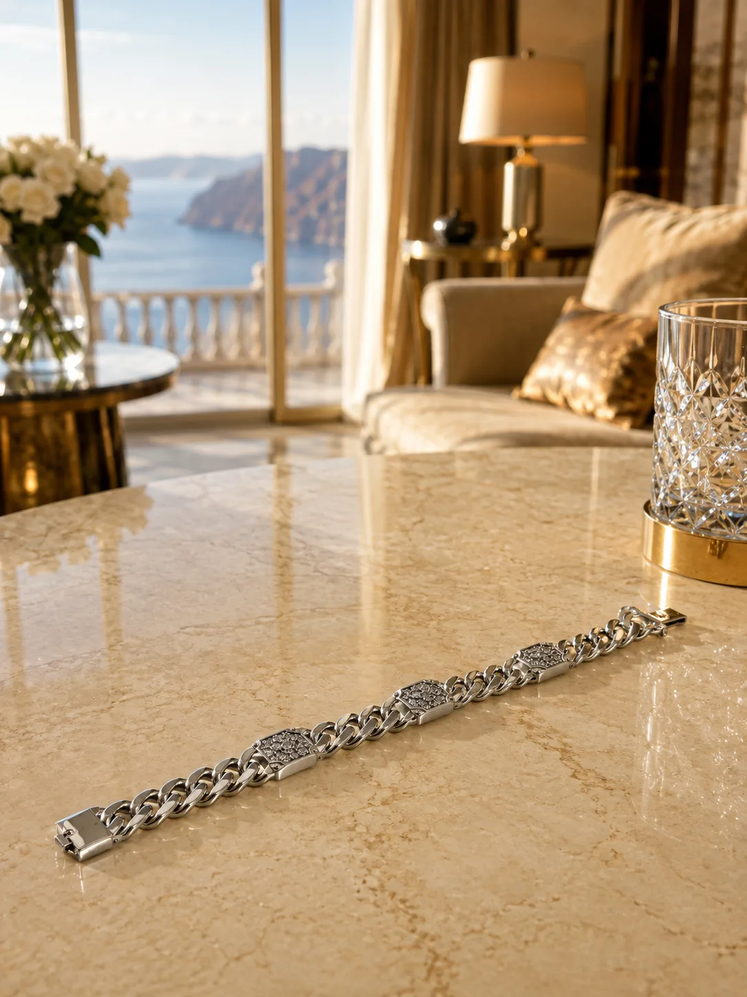 Textured Plate Curb Chain Bracelet