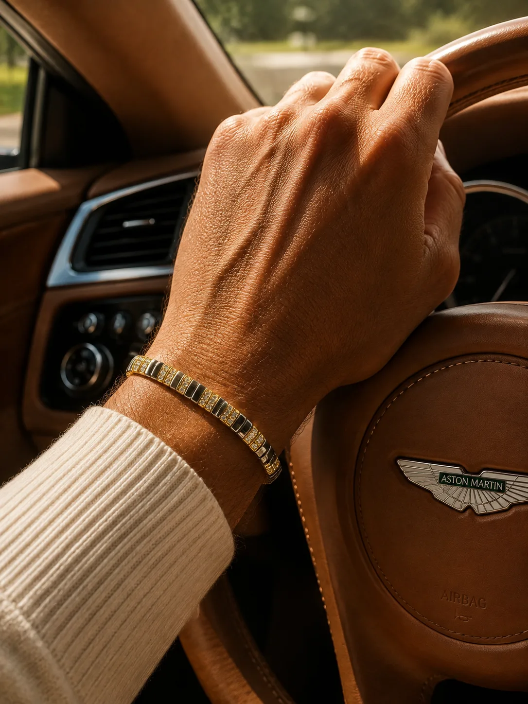 Black & Gold Pave Link Bracelet