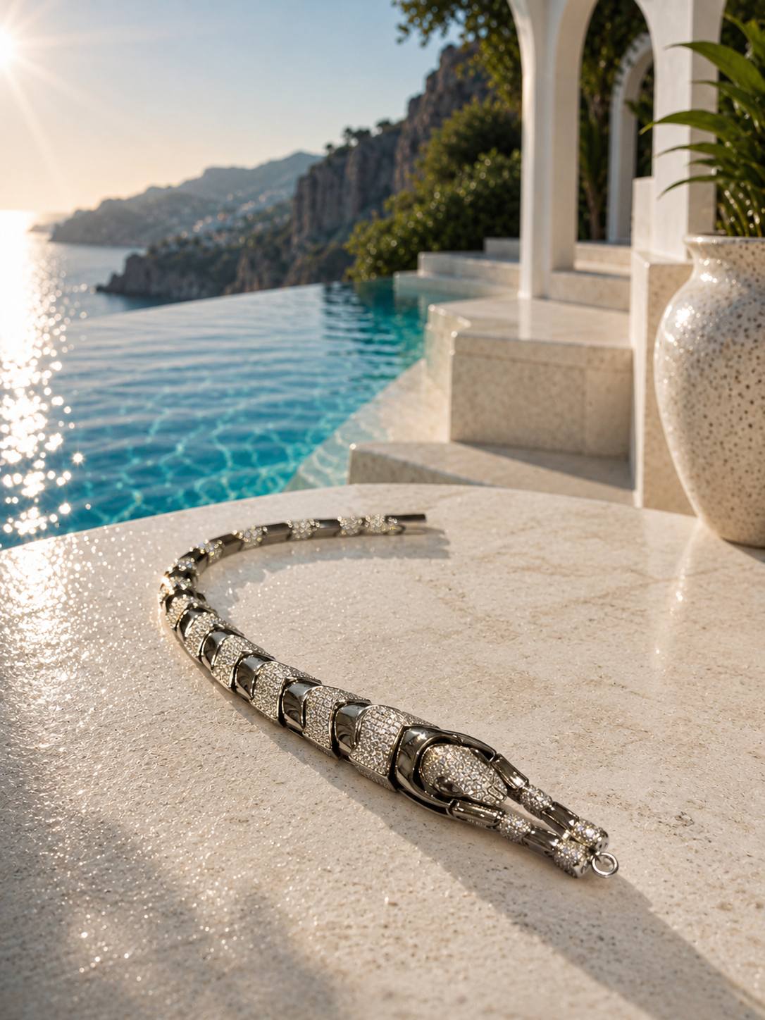 Coiled Chain Sculpted Head Bracelet