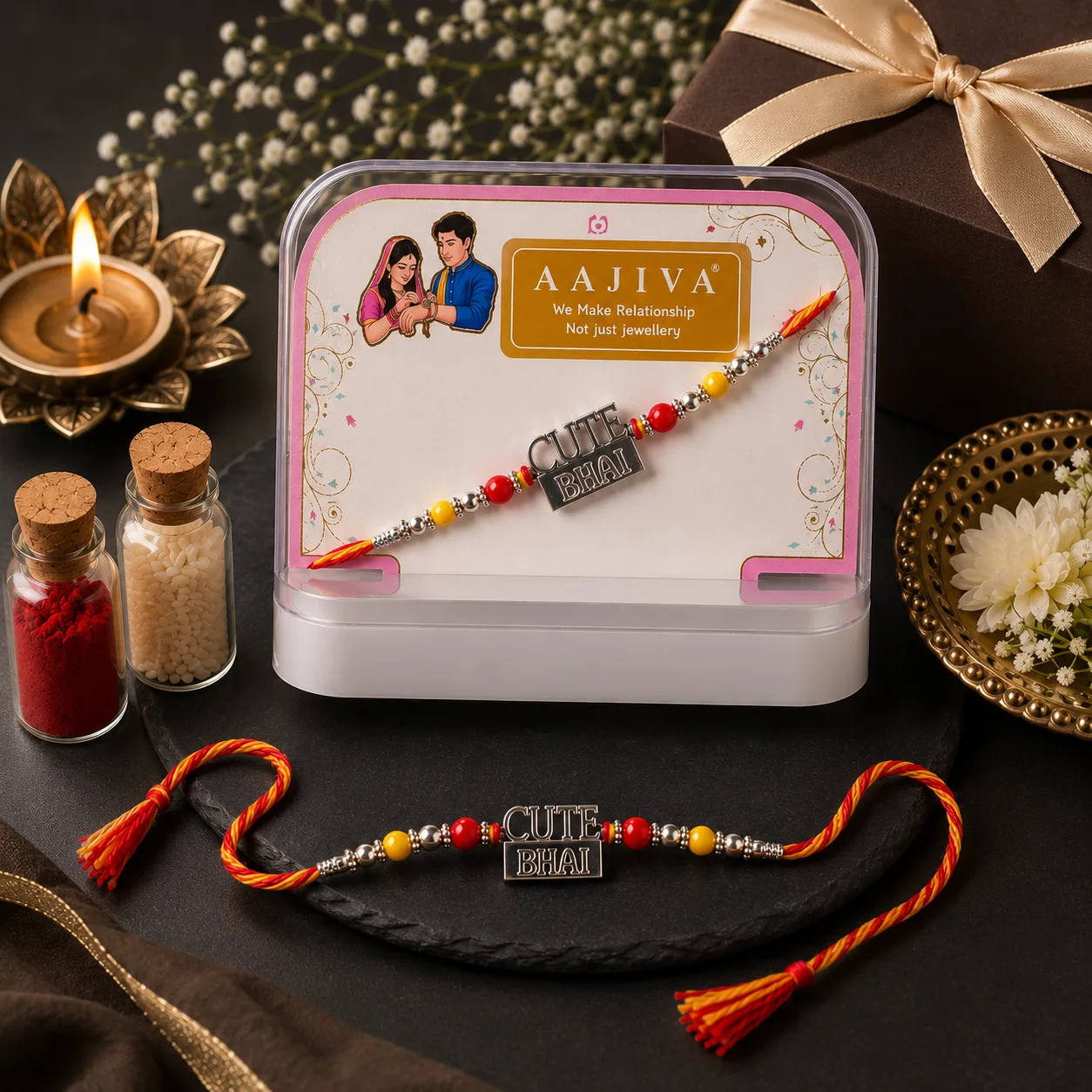 Aajiva Cute Bhai Silver Rakhi