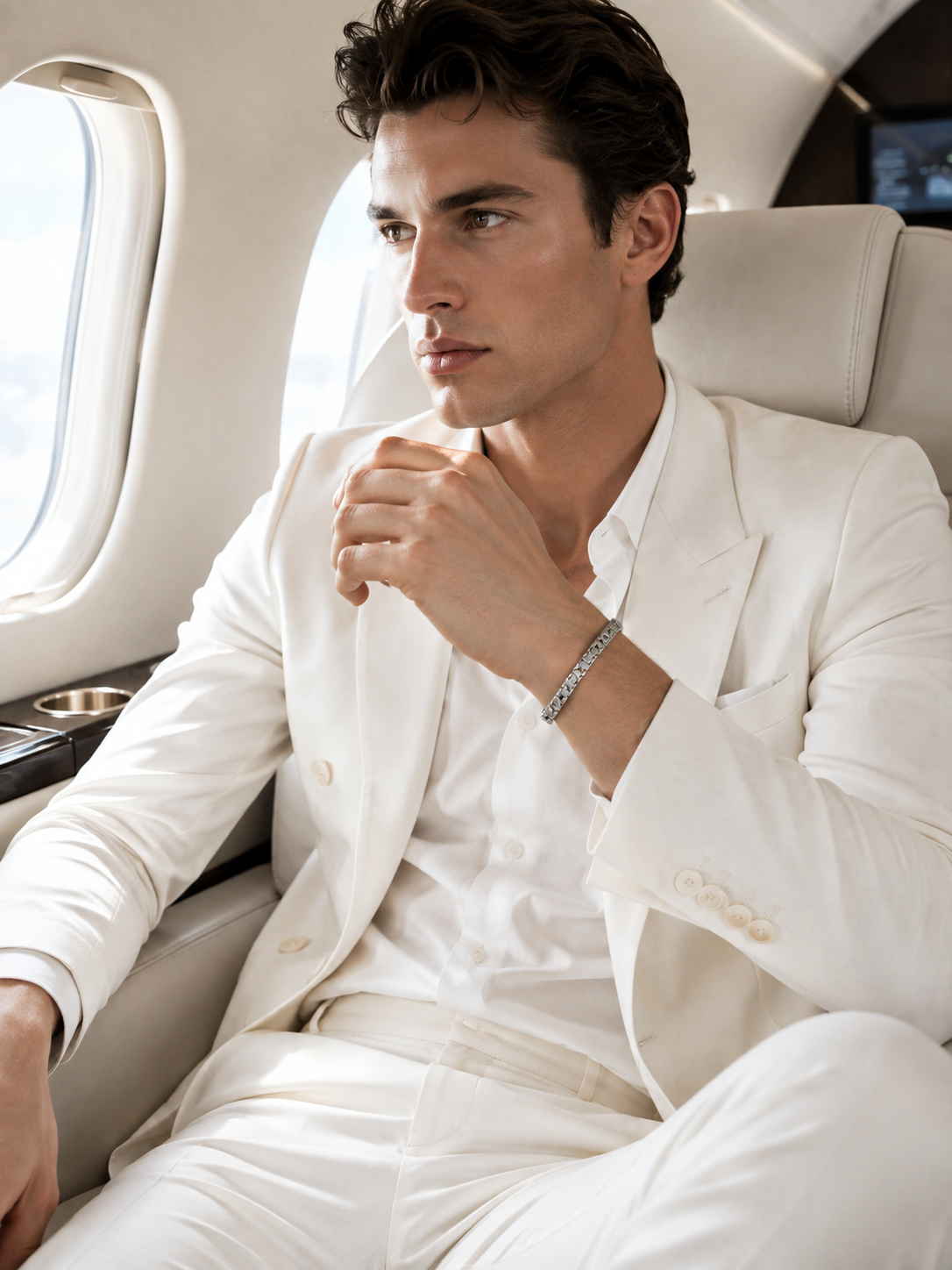 Pyramid Stud Bar-Link Men's Bracelet
