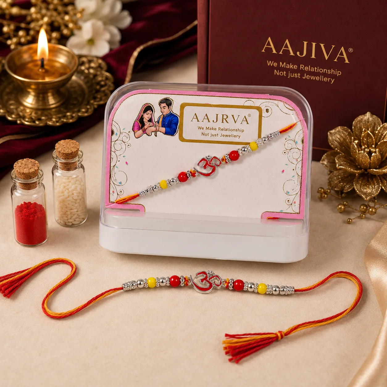 Aajiva Rakshak Om Silver Rakhi