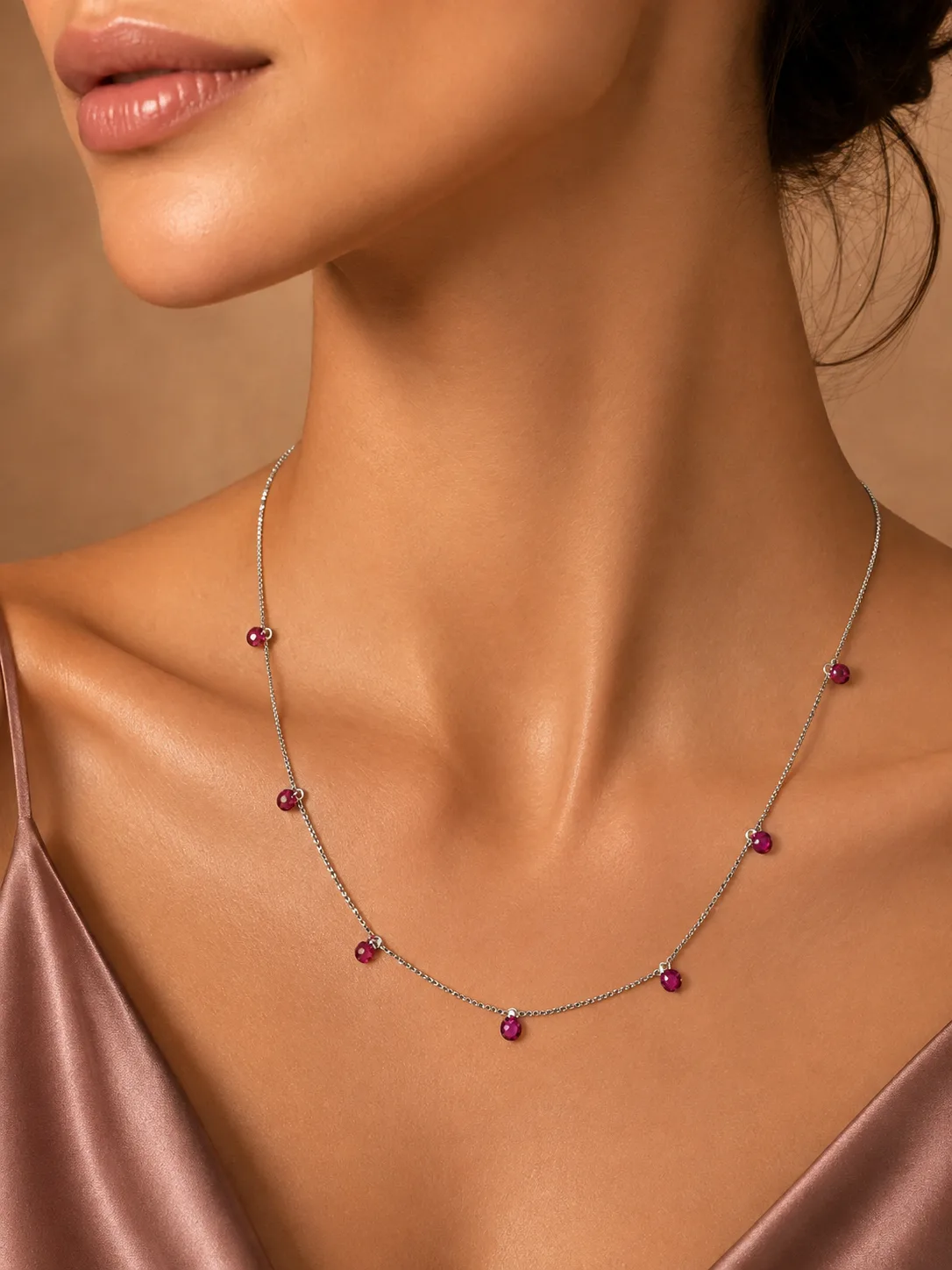 Ruby Drop Station Necklace