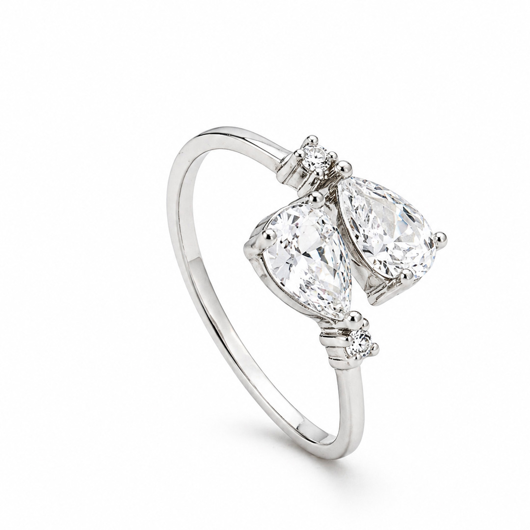Bowtie Duo Pear Open Cuff Toe Ring (Pair)