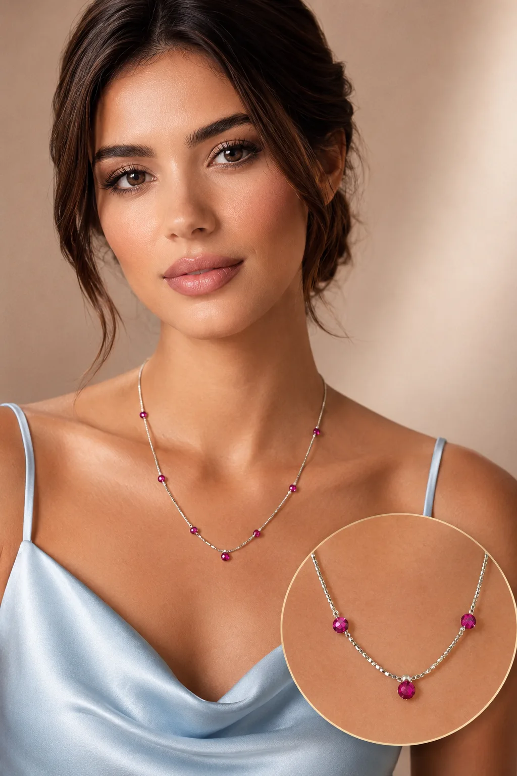 Ruby Drop Station Necklace