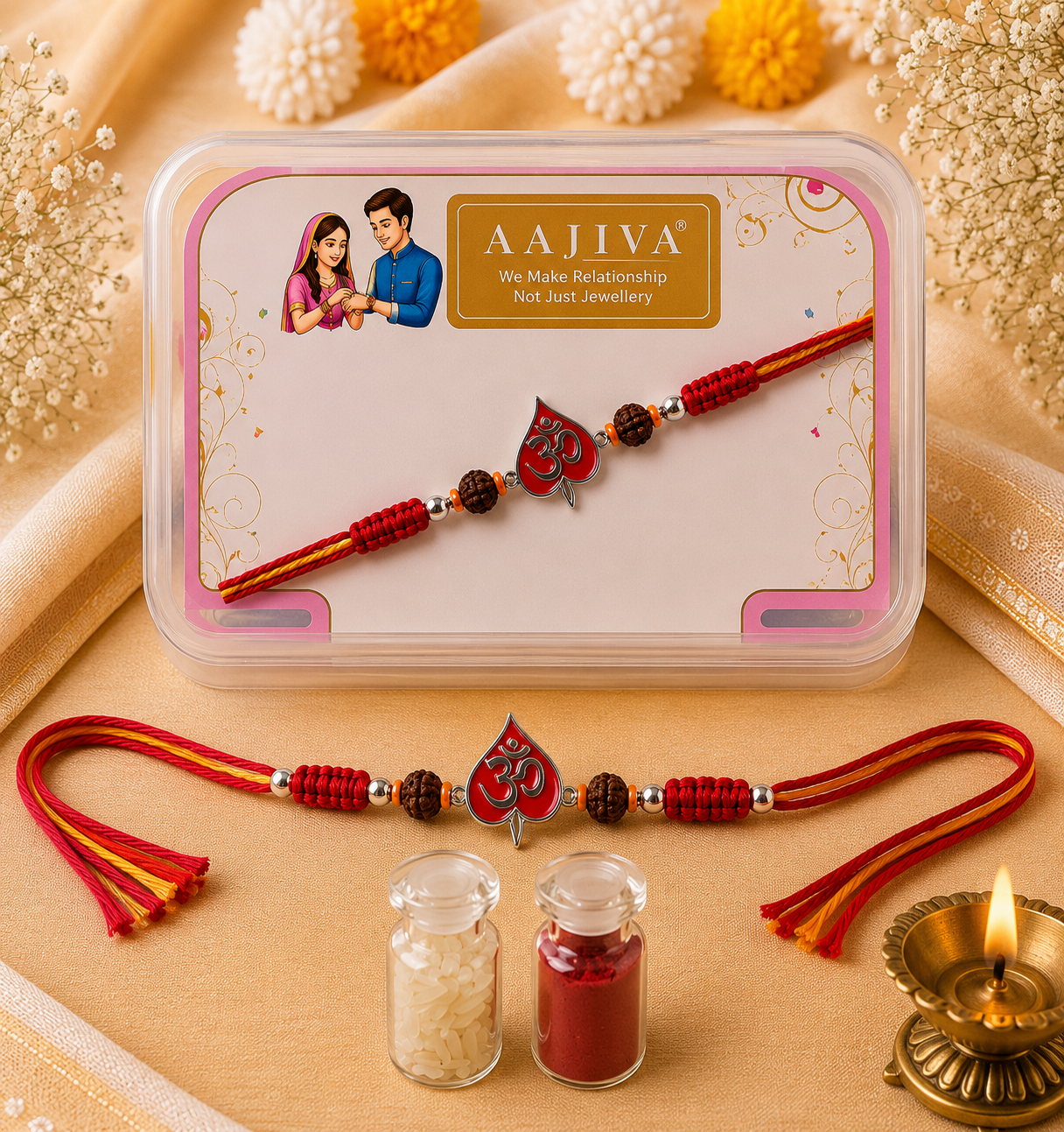 Harit Om — Leaf Charm Rakhi - Red