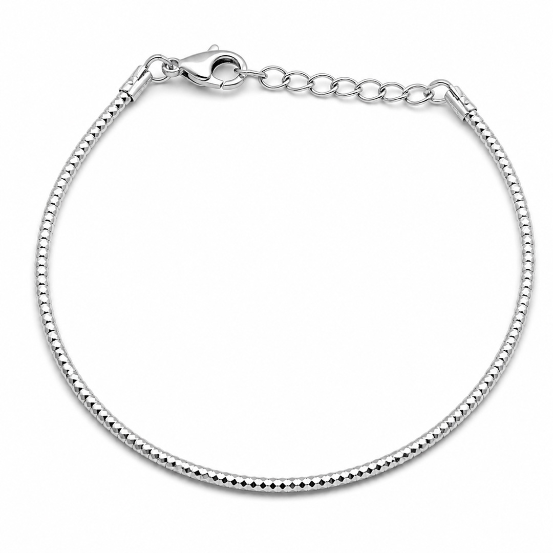 Stardust Silver Diamond-Cut Snake Chain Bracelet