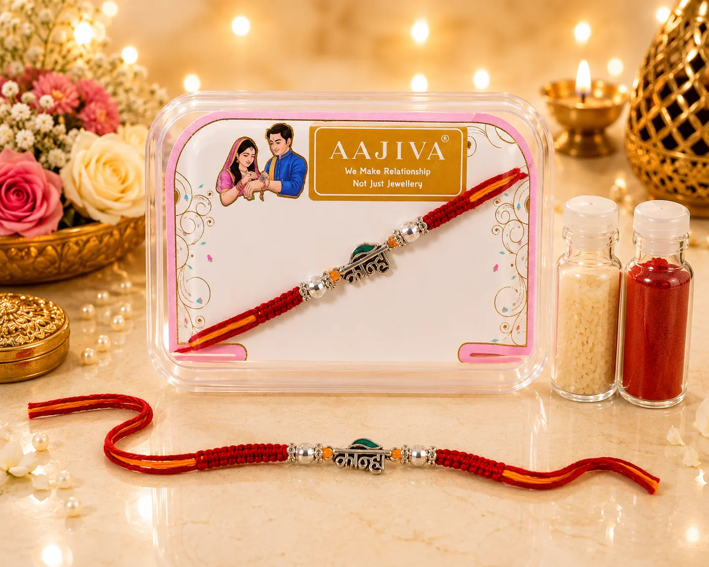 Aajiva Kanha Script Silver Rakhi