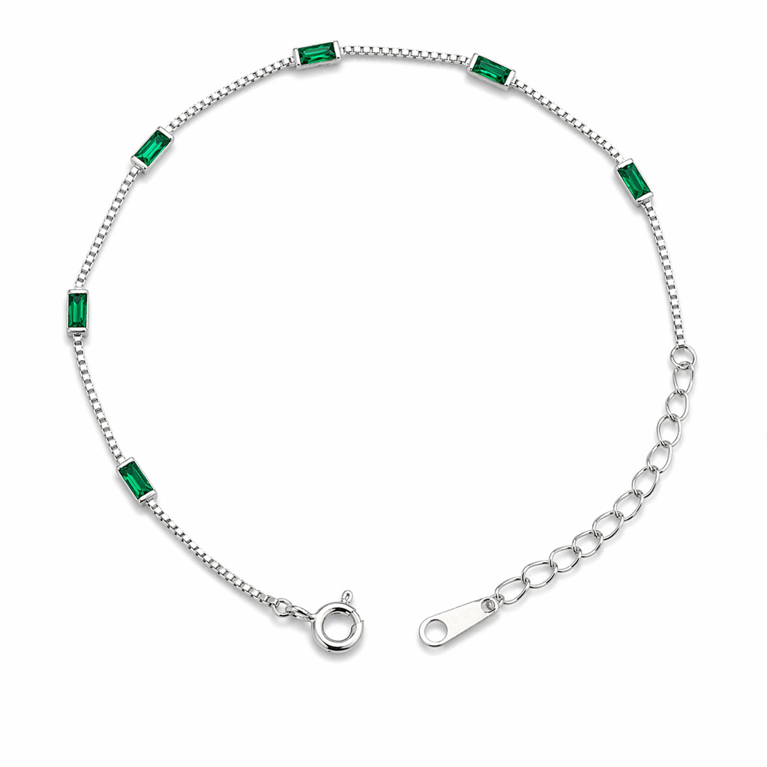 Verde Emerald Baguette Station Bracelet