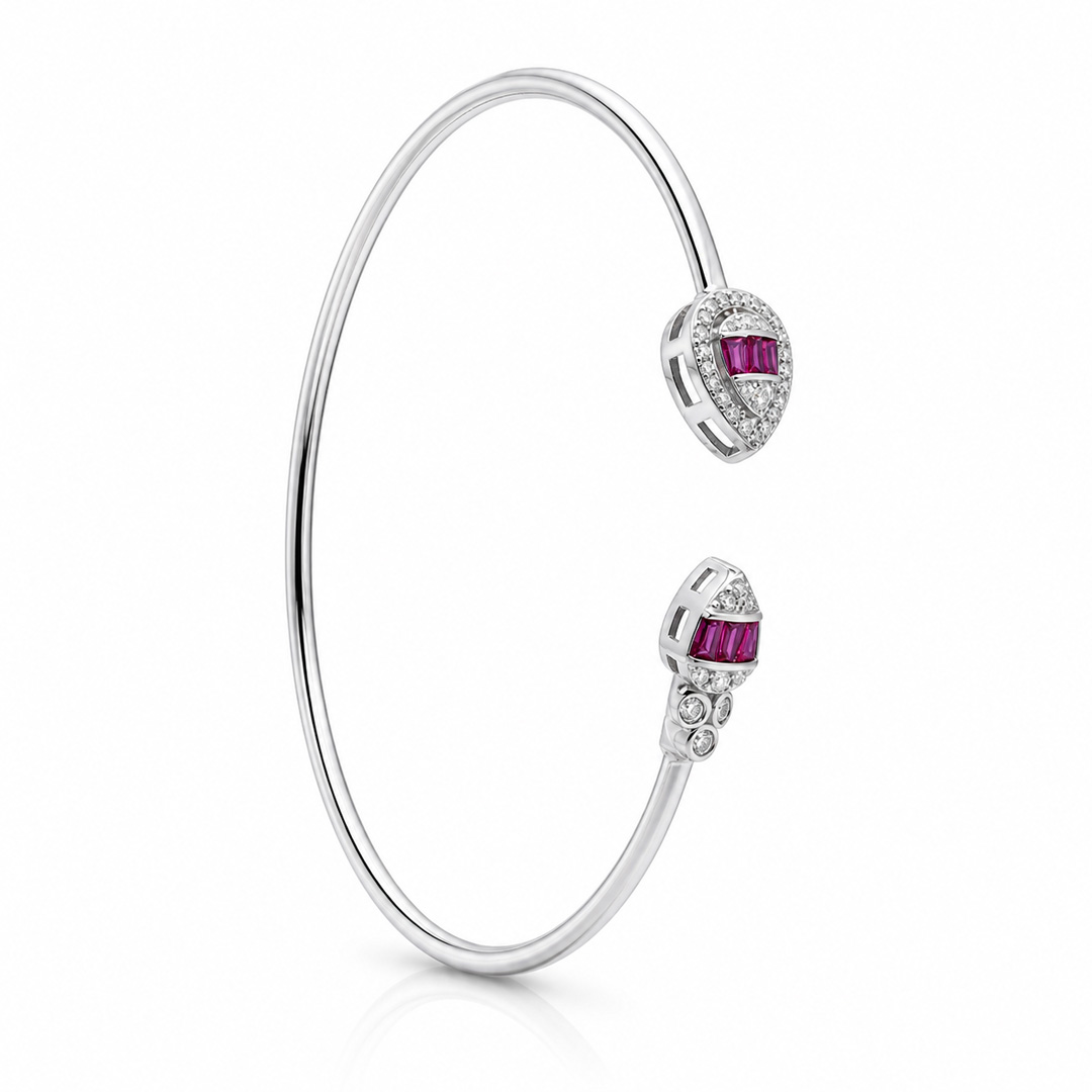 Rosalie Ruby Halo Open Cuff Bracelet