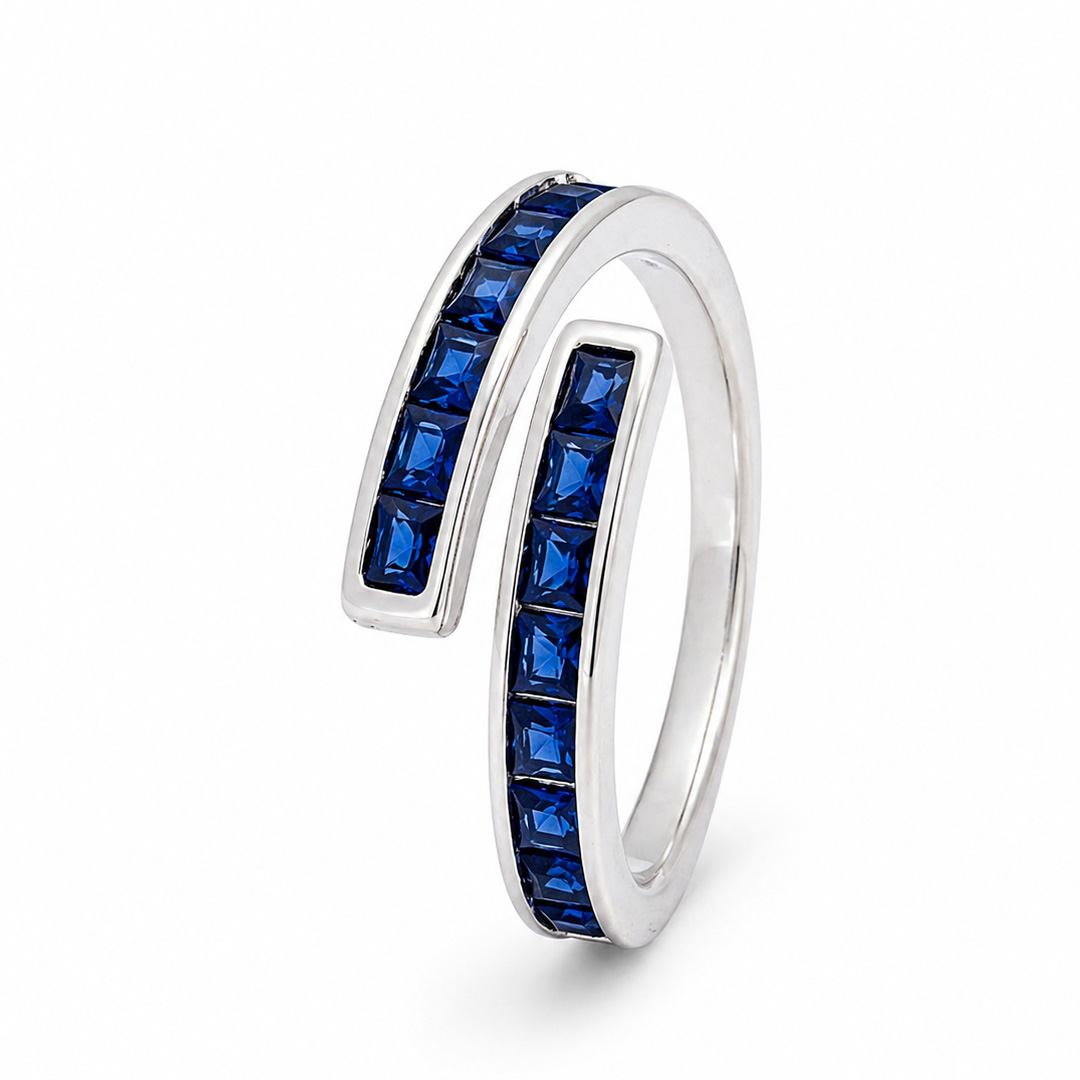 Spiral Channel Sapphire Wrap Toe Ring (Pair)