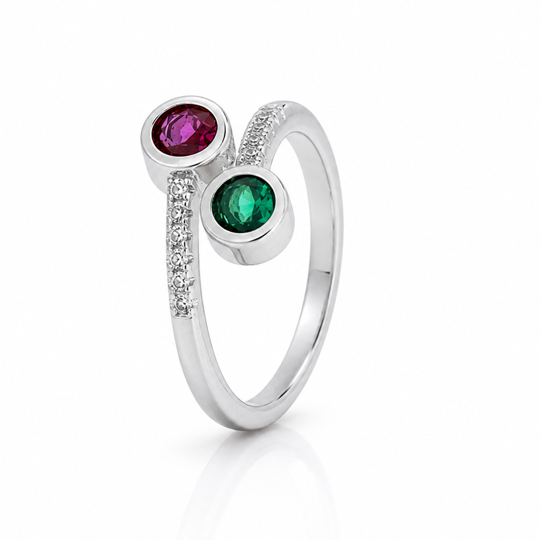 Duo Gem Ruby & Emerald Toe Ring (Pair)