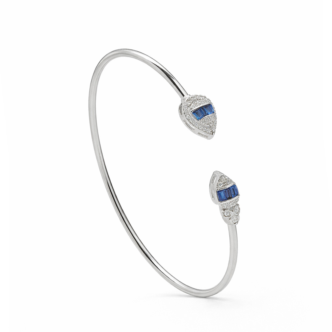 Azura Sapphire Halo Open Cuff Bracelet