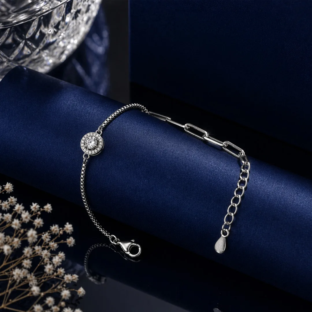 Duo Halo Half-Chain Bracelet