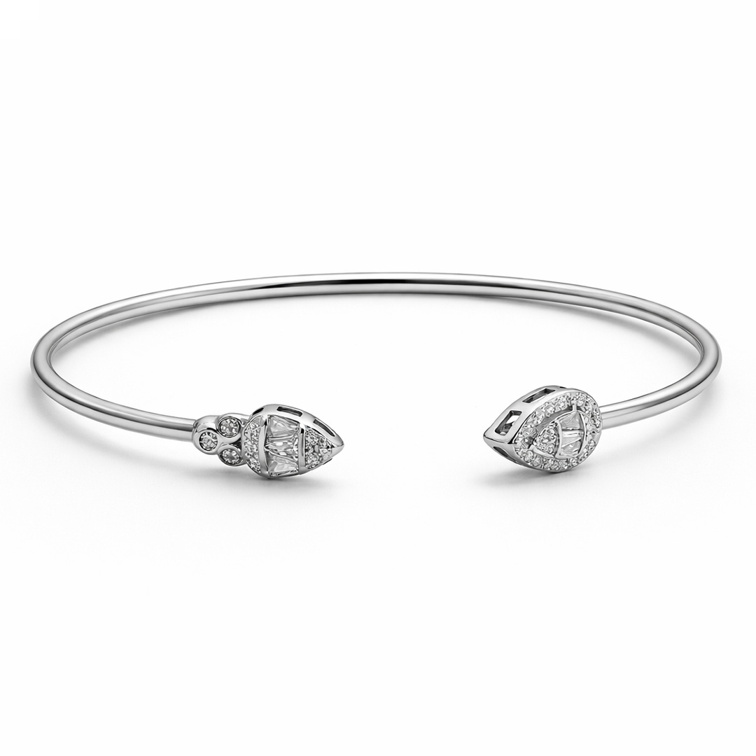 Bianca White Halo Open Cuff Bracelet