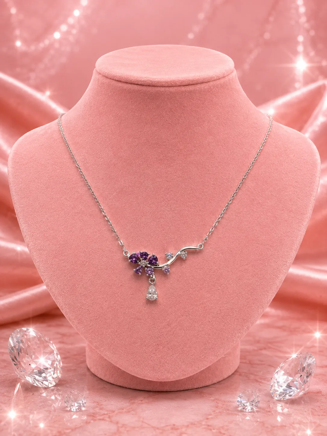 Wisteria Amethyst Vine Necklace & Earring Set