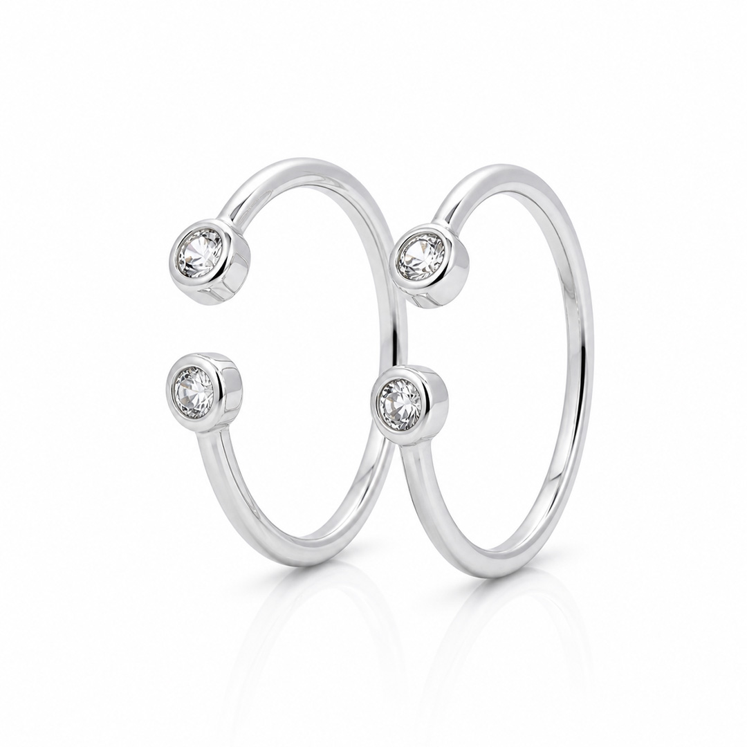 Lumi Twin Bezel Open Cuff Toe Ring (Pair)
