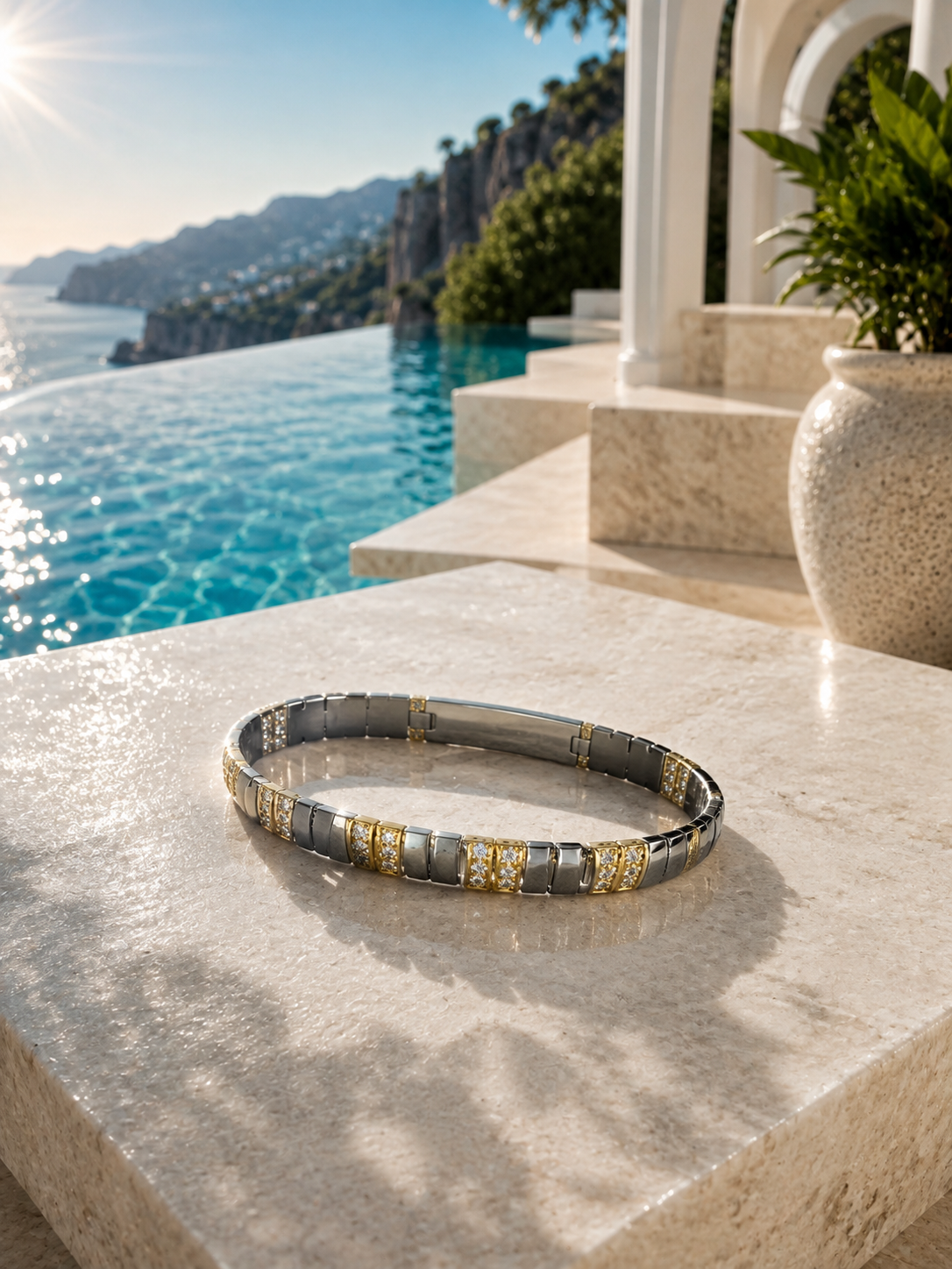 Black & Gold Pave Link Bracelet