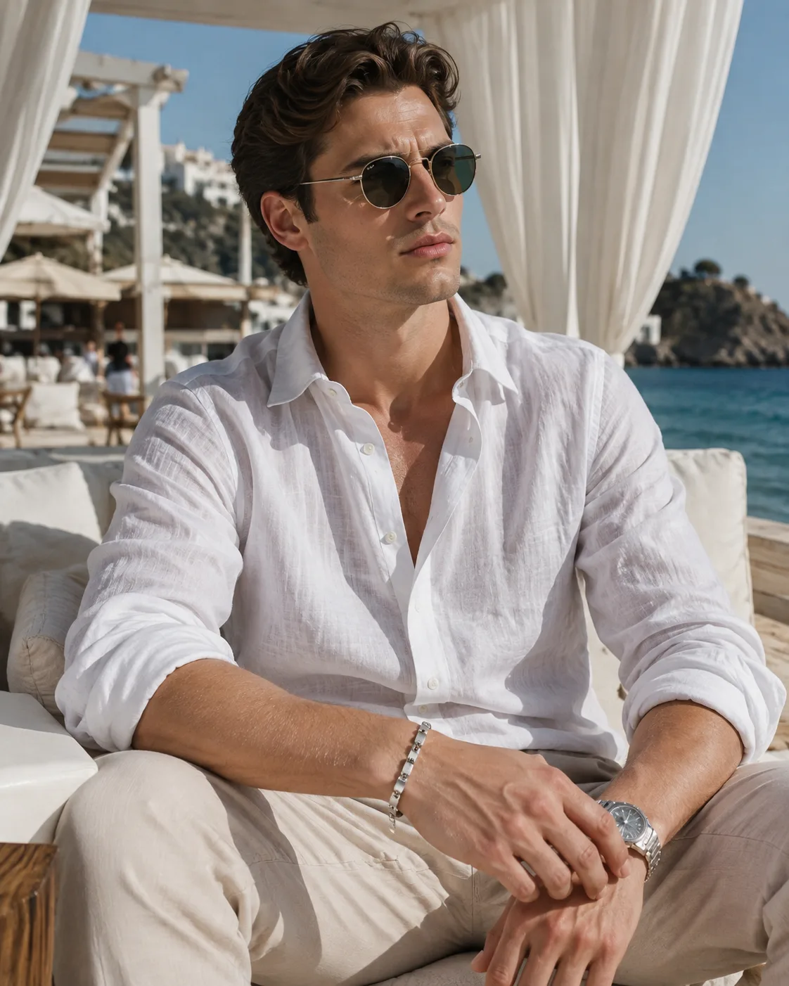 Textured Bar & Bead Men's Bracelet