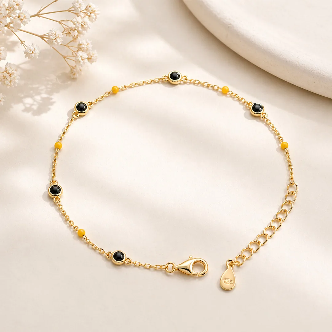 Sunburst Onyx & Bead Station Bracelet
