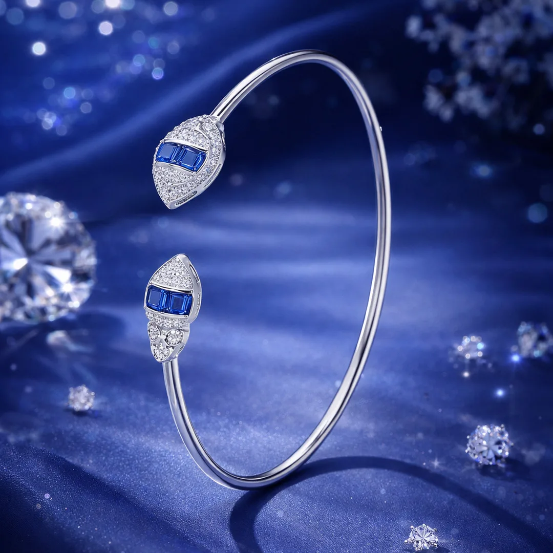 Azura Sapphire Halo Open Cuff Bracelet