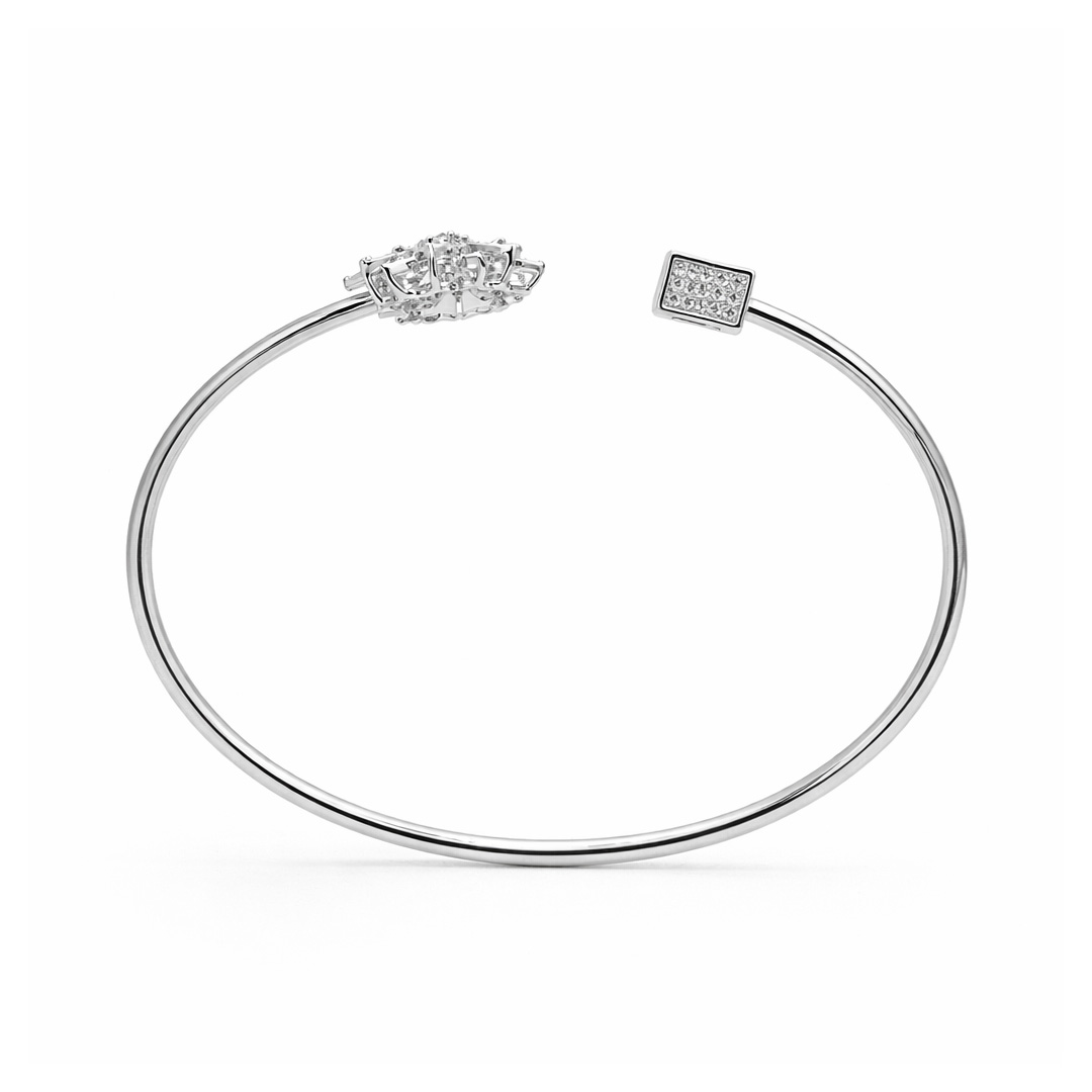 Frost Snowflake Cube Open Cuff Bracelet