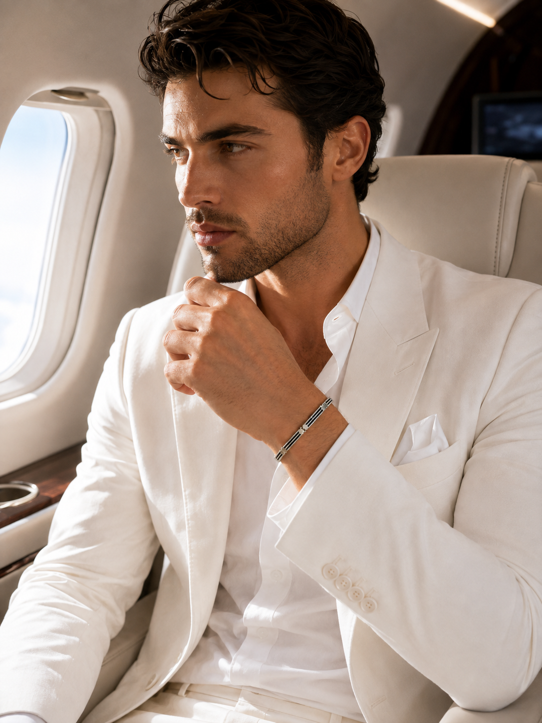 Onyx Cord Bar-Link Men's Bracelet
