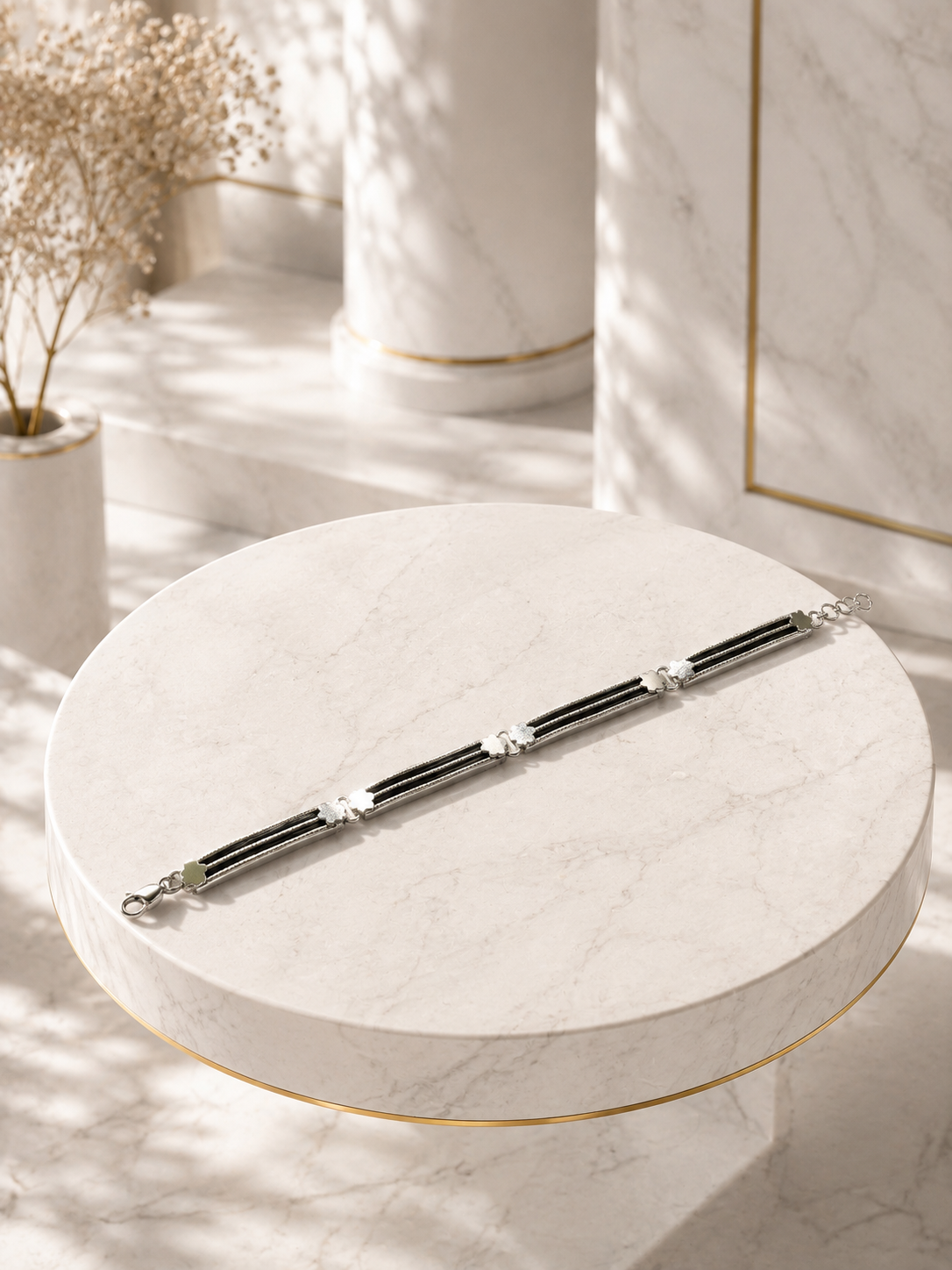 Onyx Cord Bar-Link Men's Bracelet