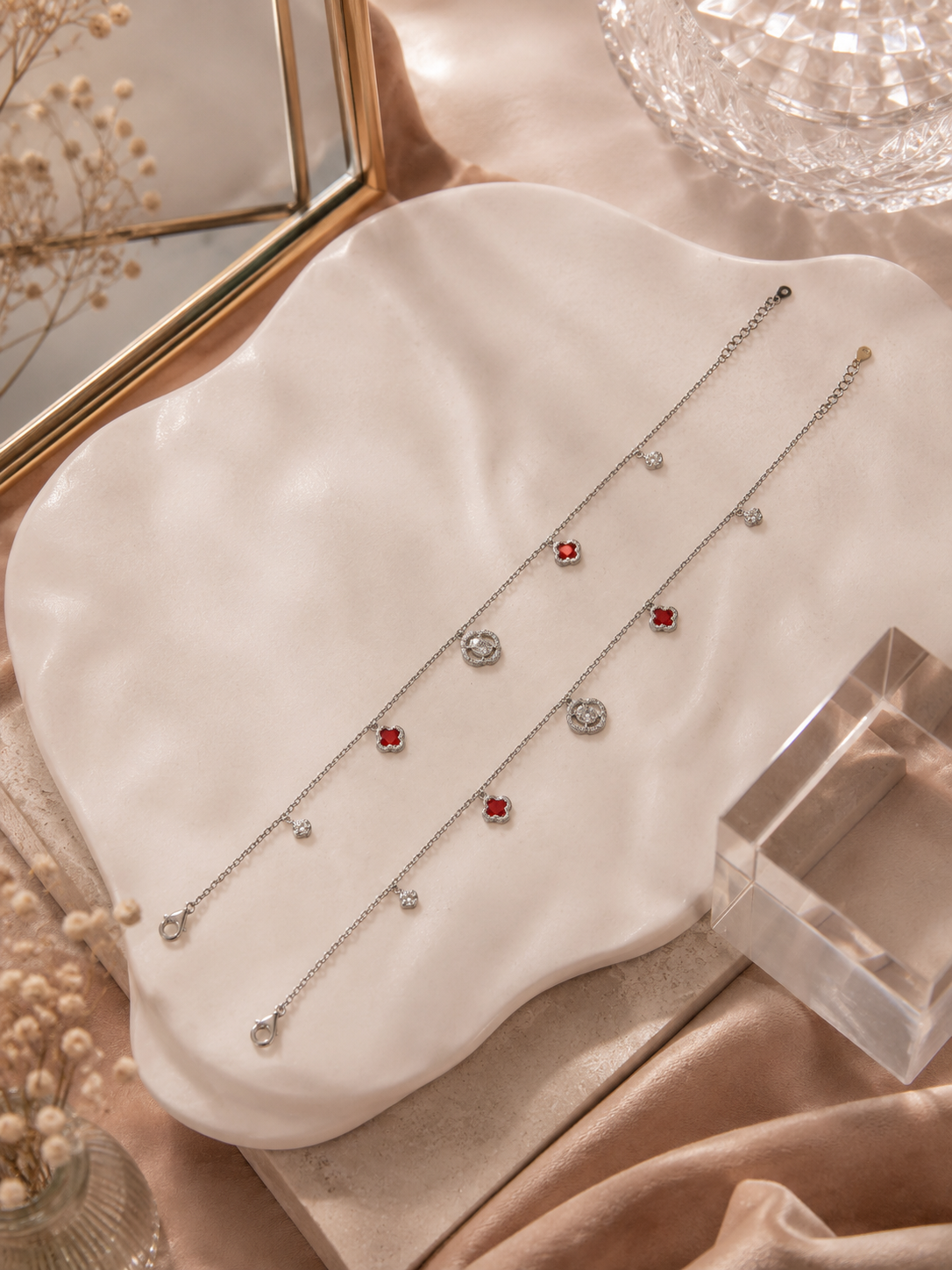 Ruby Clover Anklet