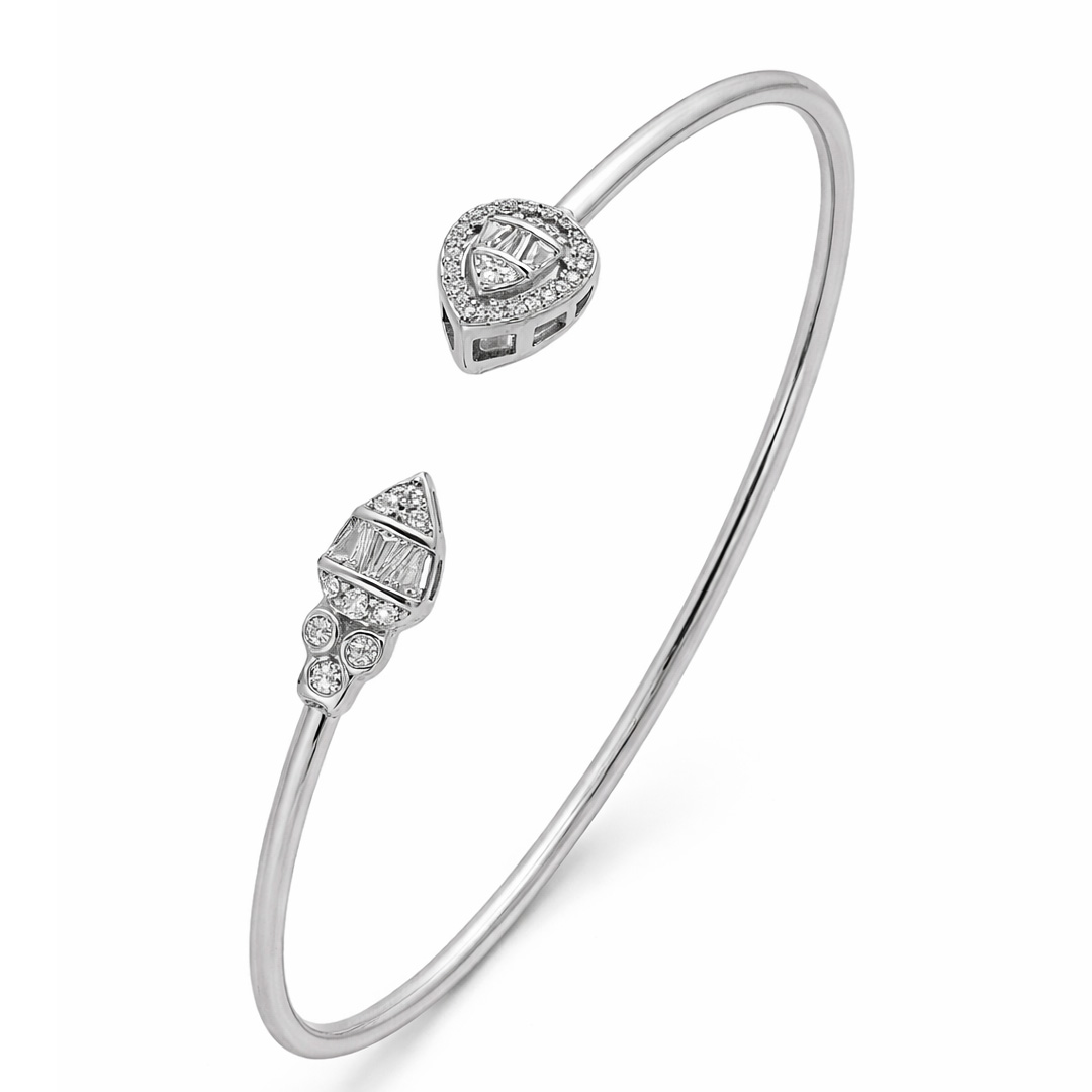 Bianca White Halo Open Cuff Bracelet