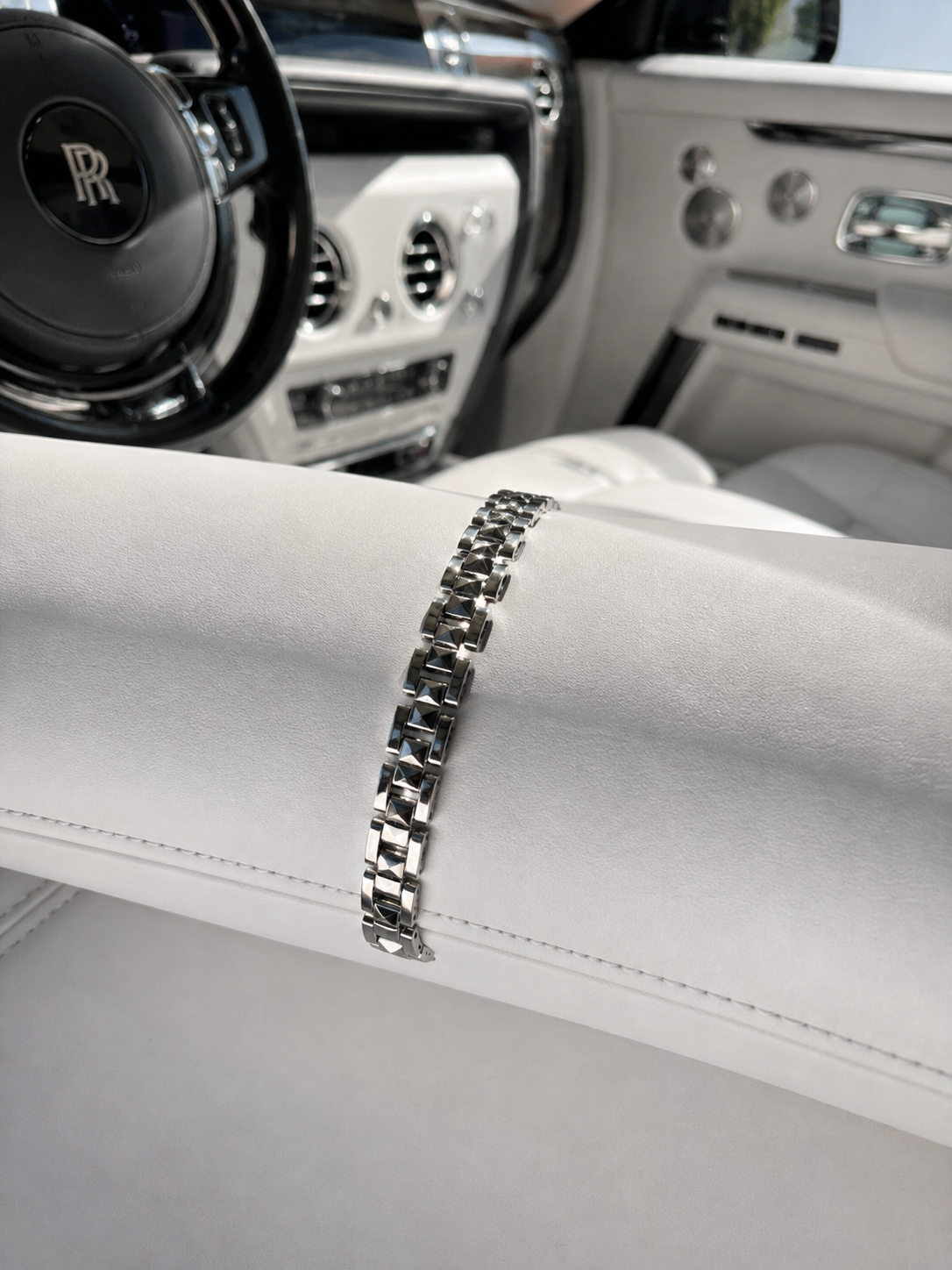 Pyramid Stud Bar-Link Men's Bracelet