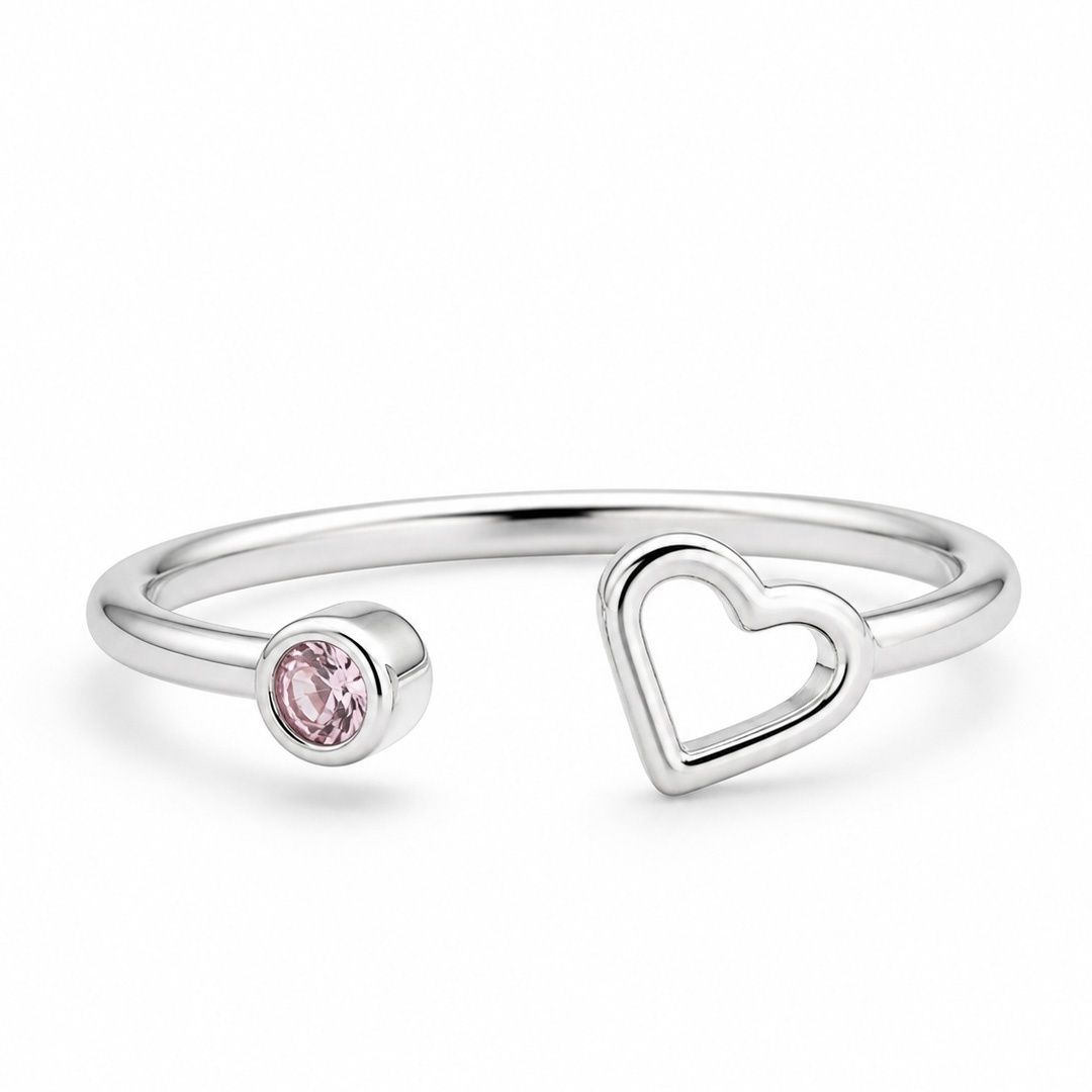 Cora Pink Heart Open Cuff Toe Ring (Pair)