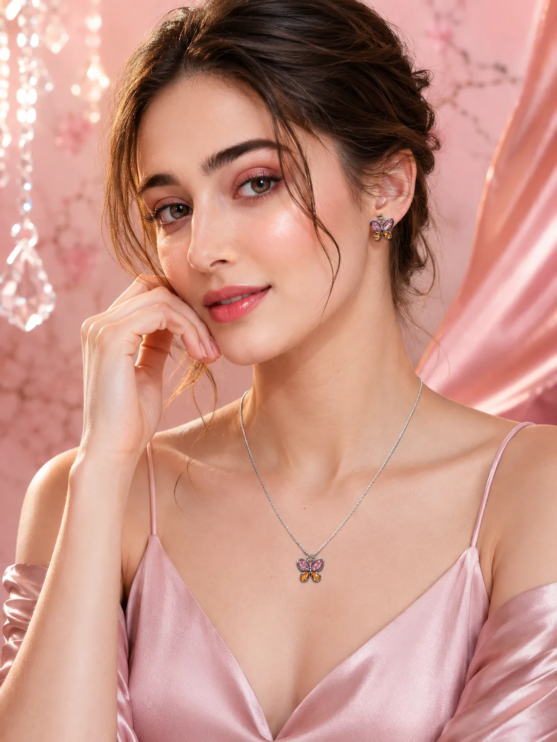 Bella Bicolor Butterfly Necklace & Earring Set