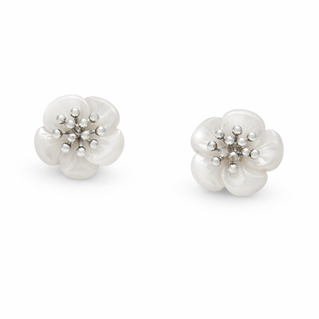 Carved Flower Stud Earrings