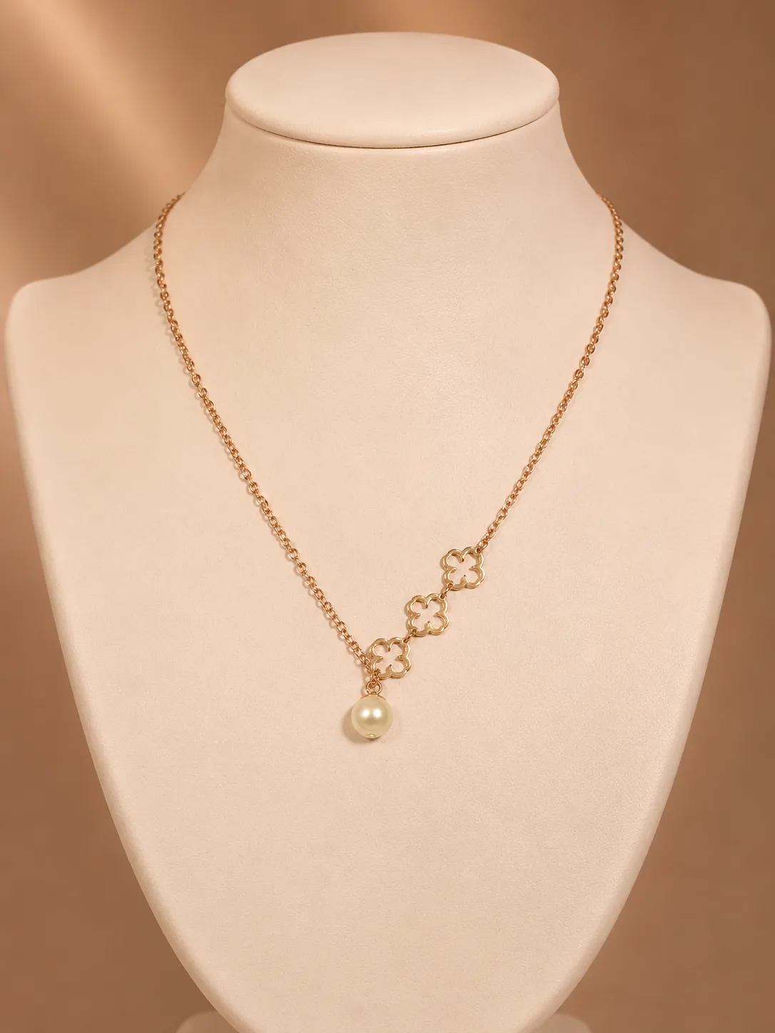 Trio Floret & Pearl Drop Necklace