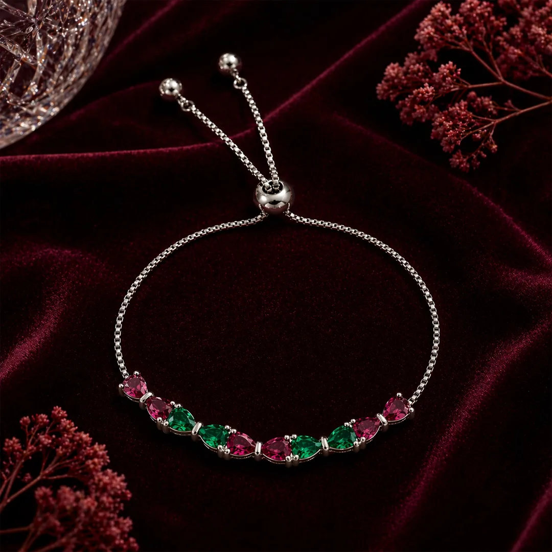 Gemma Multicolor Pear Slider Bracelet