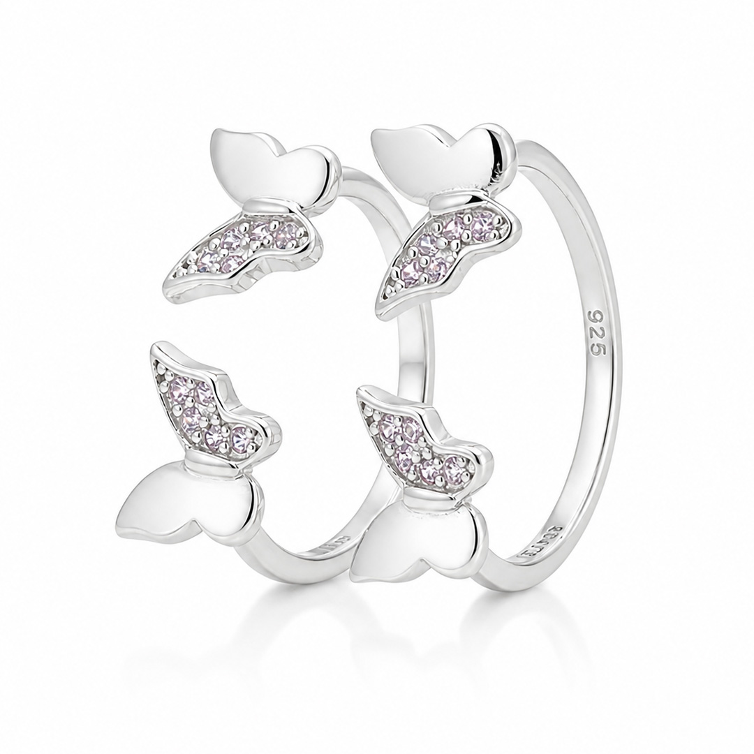 Papillon Enamel Butterfly Open Cuff Toe Ring (Pair)